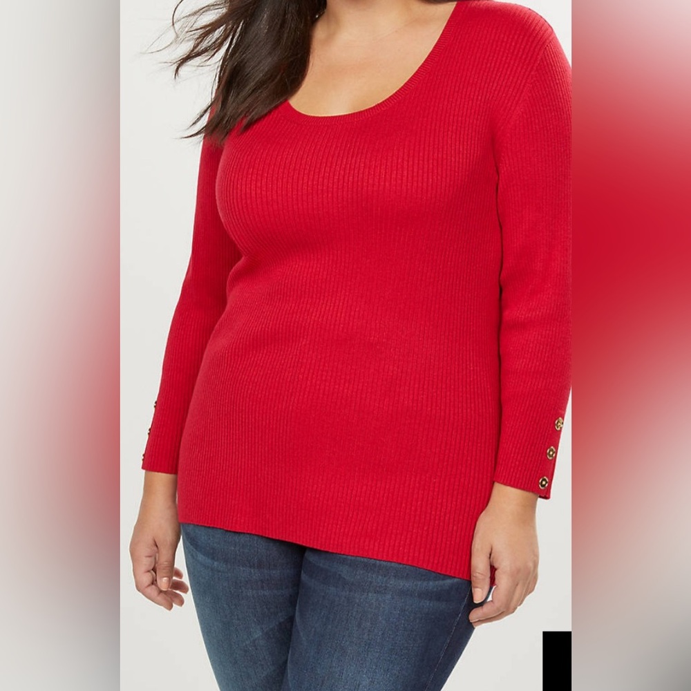 Lane Bryant Red Ribbed Sweater - Picture 8 of 8